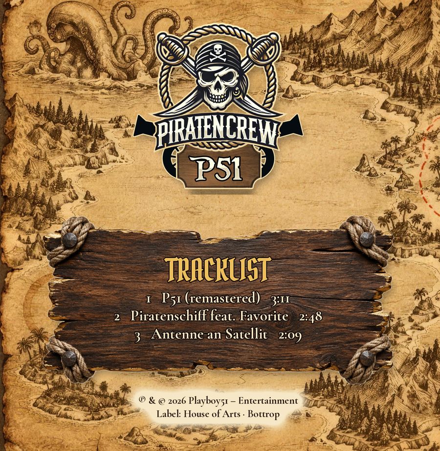 Booklet Rückseite: Tracklist und Piratencrew P51