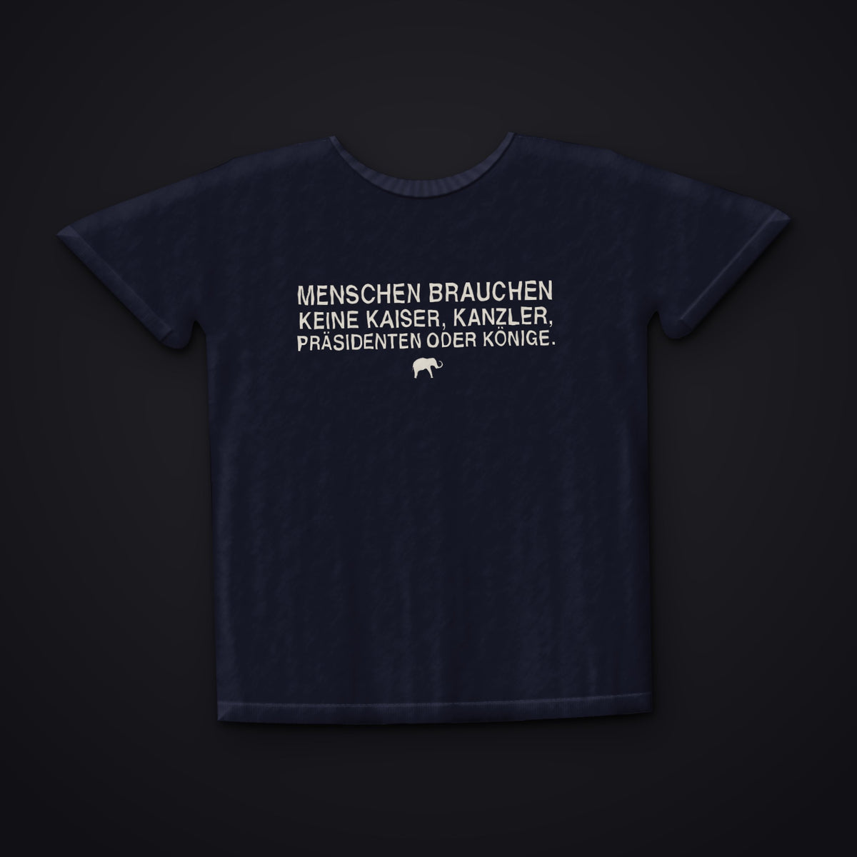 RAHMENBEDINGUNGEN — dunkelblaues T-Shirt der Kollektion Zivilisation 0, Vorderansicht