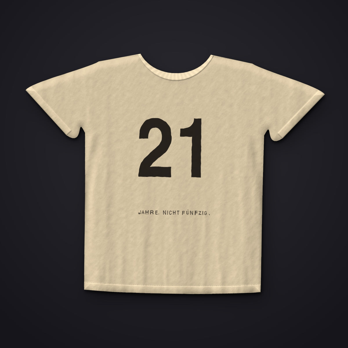 21 — T-Shirt in Mondsand der Kollektion Zivilisation 0, Vorderansicht
