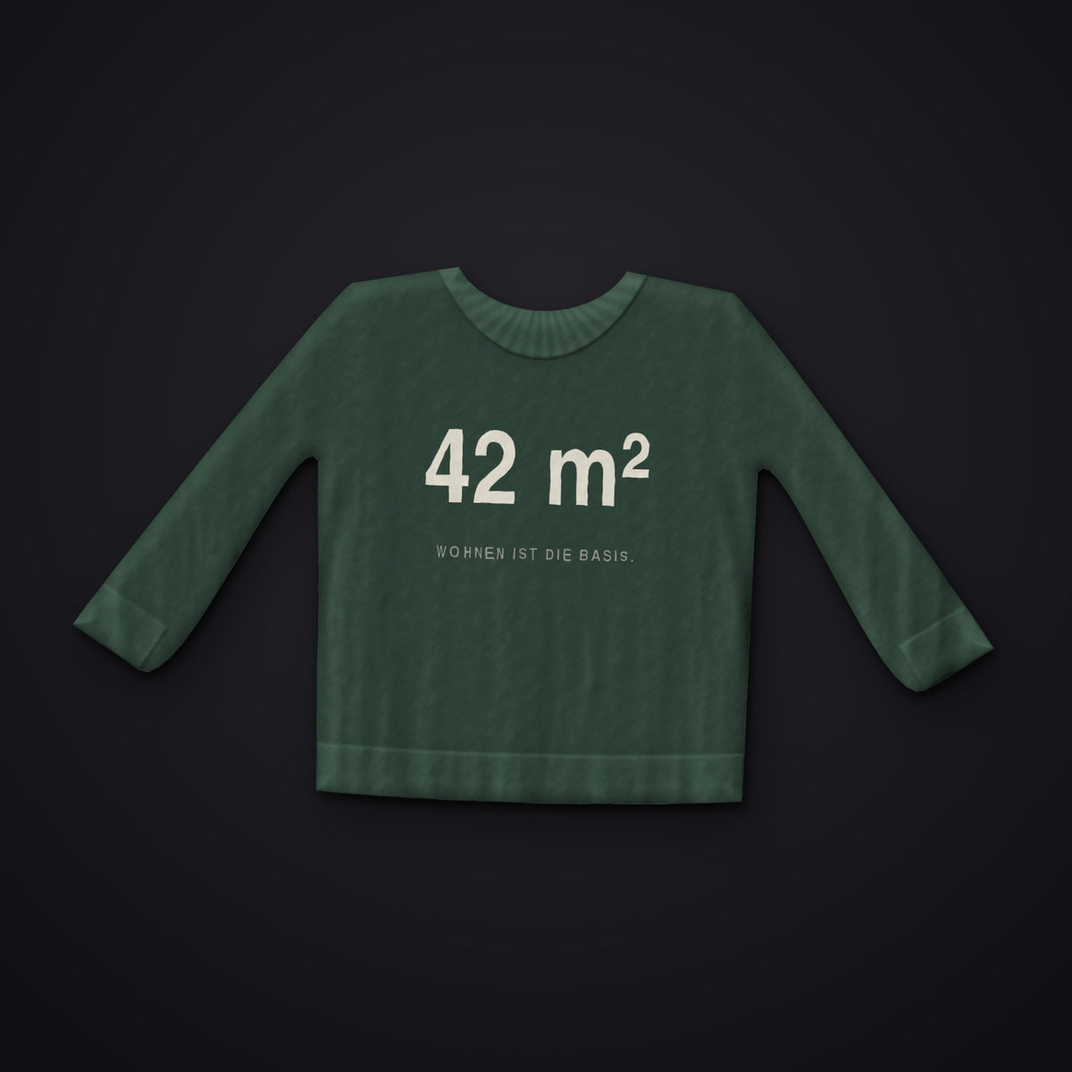 42 m² — moosgrünes Sweatshirt der Kollektion Zivilisation 0, Vorderansicht