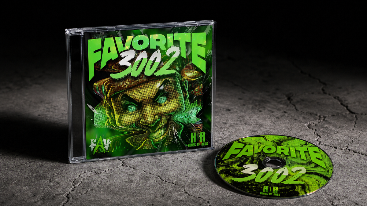 Favorite 3002 CD im Jewelcase auf Beton, daneben die Scheibe