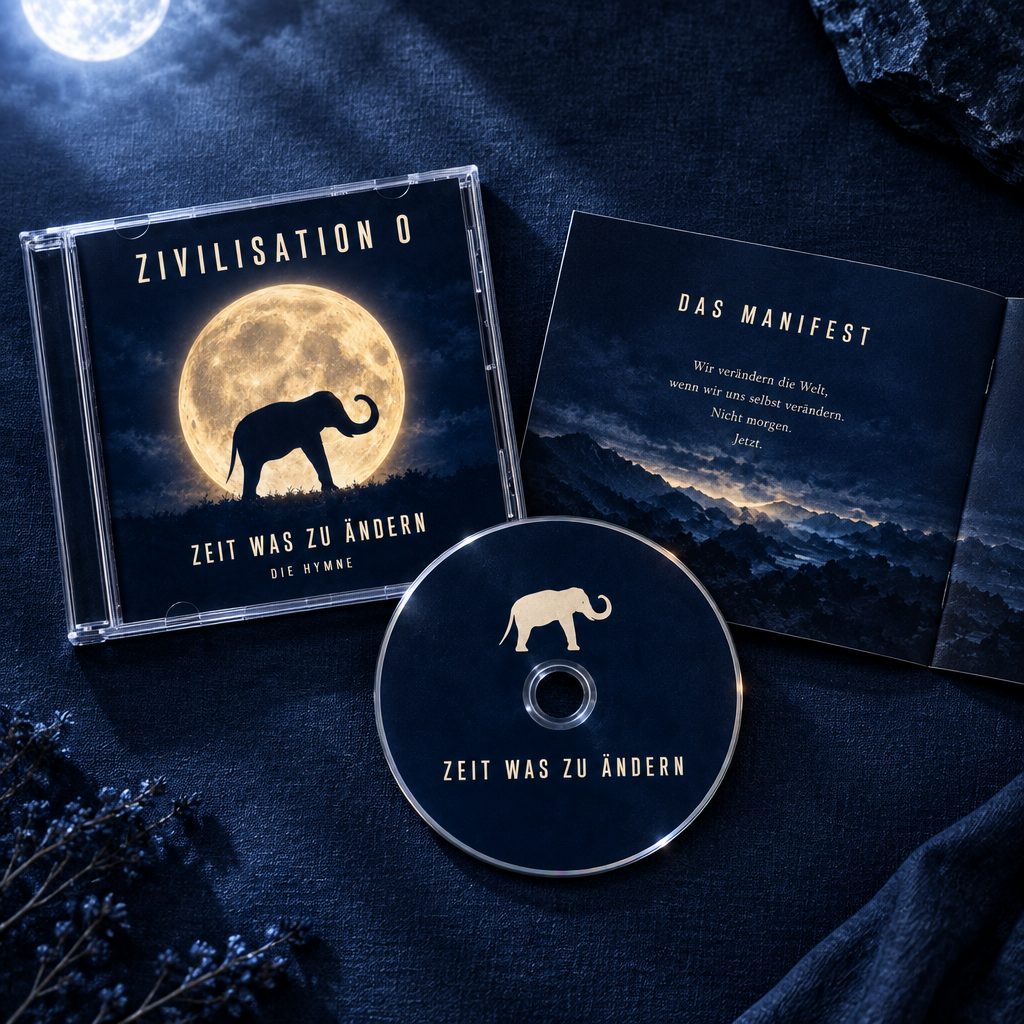 Zivilisation 0 – Die Hymne: Jewelcase, Disc und Manifest-Booklet von oben