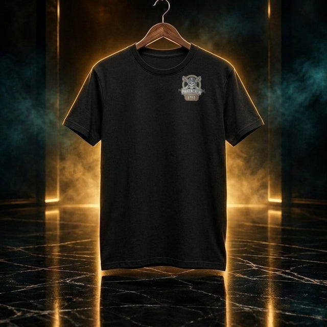 Piratencrew Shirt Schwarz, Vorderseite mit Wappen
