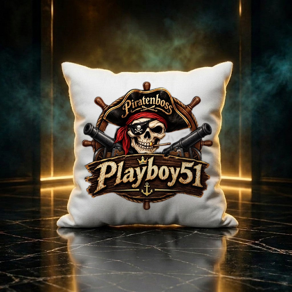 PIRATENBOSS Kissen 40x40, Logo in Druckgröße ca. 33 cm